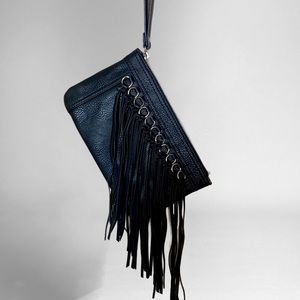 Carlos Santana fringe wristlet black